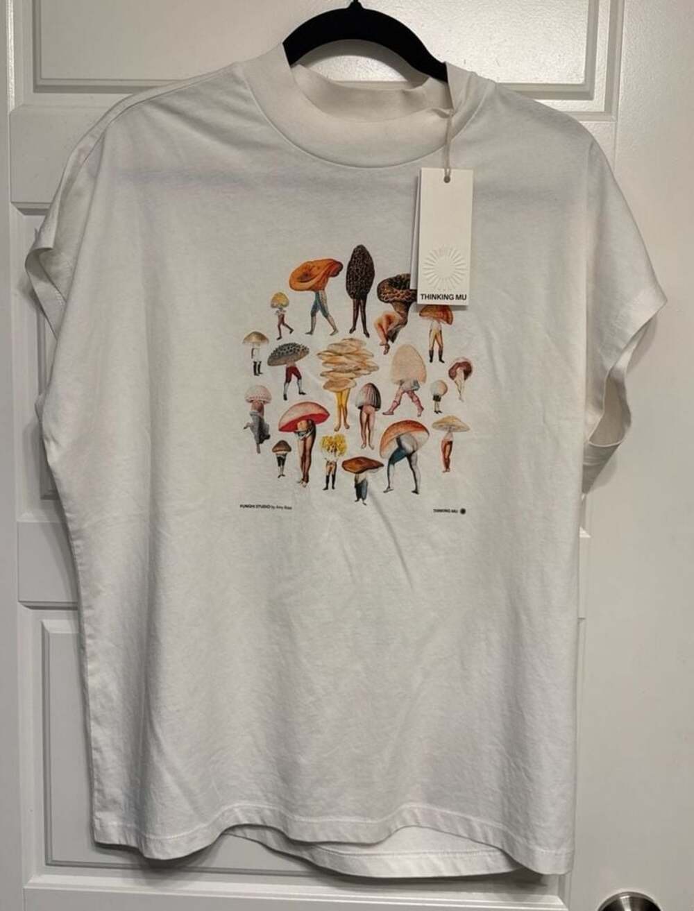 Thinking Mu x Fungi Studio Amy Ross Mushroom People Graphic Tee NWT White Cottag